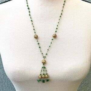 Elegant Green and Gold Beaded Necklace